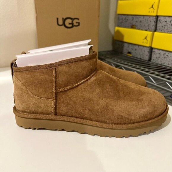 UGG Classic Ultra Mini Chestnut Ankle Boots - Picture 8 of 8